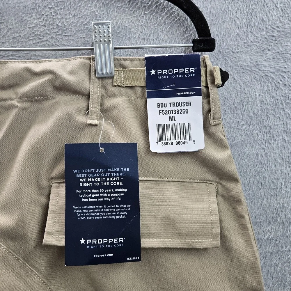 Propper Men‎ Pants M/L Brown Cargo Ripstop F520138250 BDU Trouser NWT